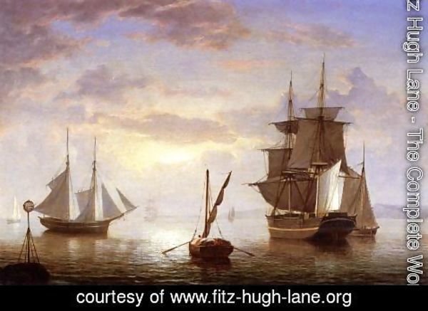 Fitz Hugh Lane - Ships in a Harbor, Sunrise