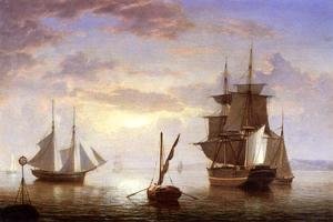 Fitz Hugh Lane - Ships in a Harbor, Sunrise