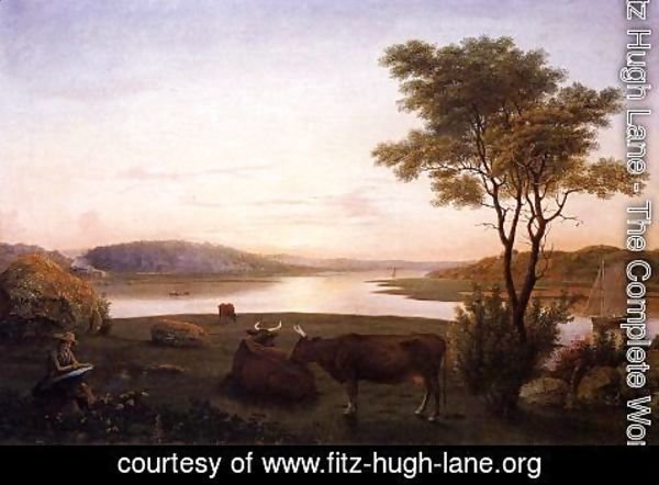 Fitz Hugh Lane - New England Inlet with Self Portrait