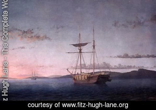 Fitz Hugh Lane - Lumber Schooners at Evening on Penobscot Bay