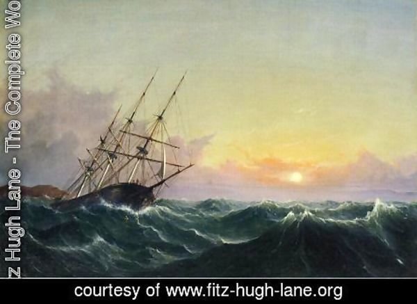 Fitz Hugh Lane - A Storm, Breaking Away, Vessel Slipping Her Cable