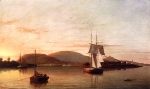 Camden Mountains from the South Entrance to the Harbor  1859