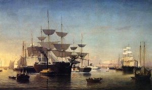 Clipper Ship 'Southern Cross' Leaving Boston Harbor