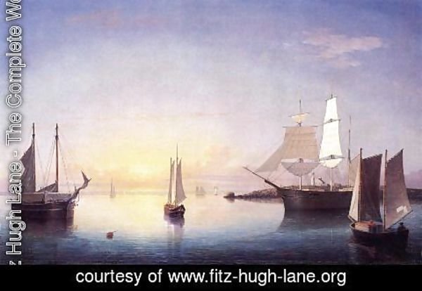 Fitz Hugh Lane - Gloucester Harbor at Sunset