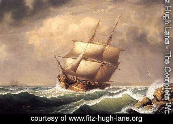 Fitz Hugh Lane - Merchant Brig under Reefed Topsails